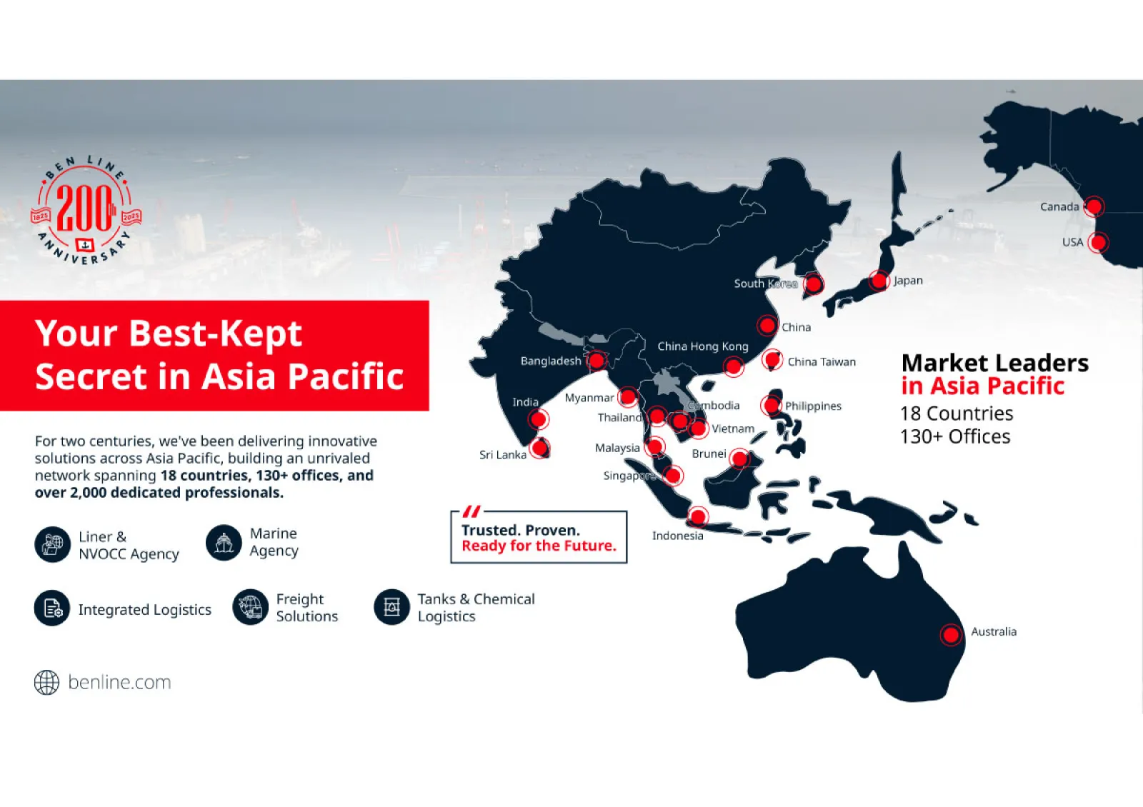 Illustration for Celebrating 200 years of service and growth across Asia Pacific.